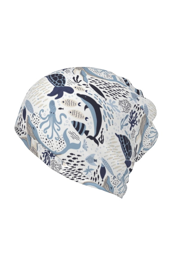 Sea Life Elements for Multifunction Beanie Hat for Men and Women Unisex for Winter Sports, Outdoor Activities, and Daily Wear