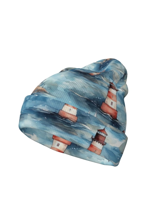 Sea Marine And Lighthouse for Men's Knit Cuffed Beanie for Outdoor Activities Unisex