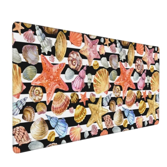 Hirioo Sea Shell for Mouse Pad ,Anti-Slip Base, Durable Stitched Edges, Perfect for Gaming, Office, and Home Use,16x35.5in