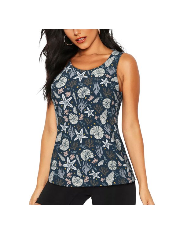 Sea Shells 1 for Women's Workout Tank Top Sleeveless Workout Tops Athletic Gym Shirts-X-Large