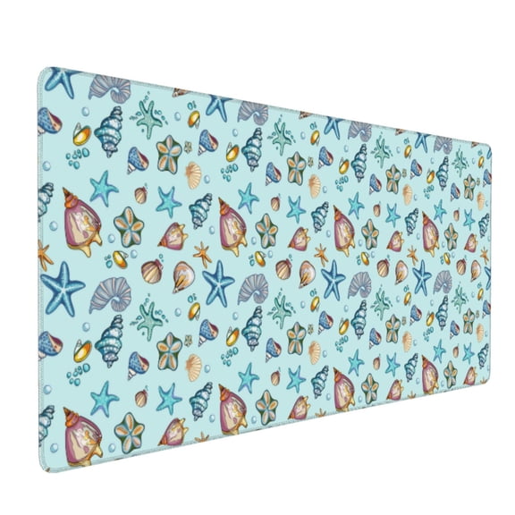Hirioo Sea Shells 2 for Mouse Pad ,Anti-Slip Base, Durable Stitched Edges, Perfect for Gaming, Office, and Home Use,16x35.5in