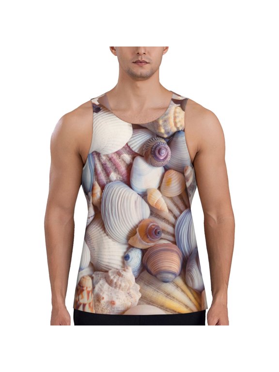 Sea Shells for Men's Workout Tank Top Sleeveless Shirts Quick Dry for Men-Medium