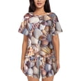 thumbnail image 1 of Hirioo Sea Shells for Women's 2 Piece Short-Sleeved Pajama PJ Sets for Women Shorts with Pockets Womens Lounge Set-X-Large, 1 of 6