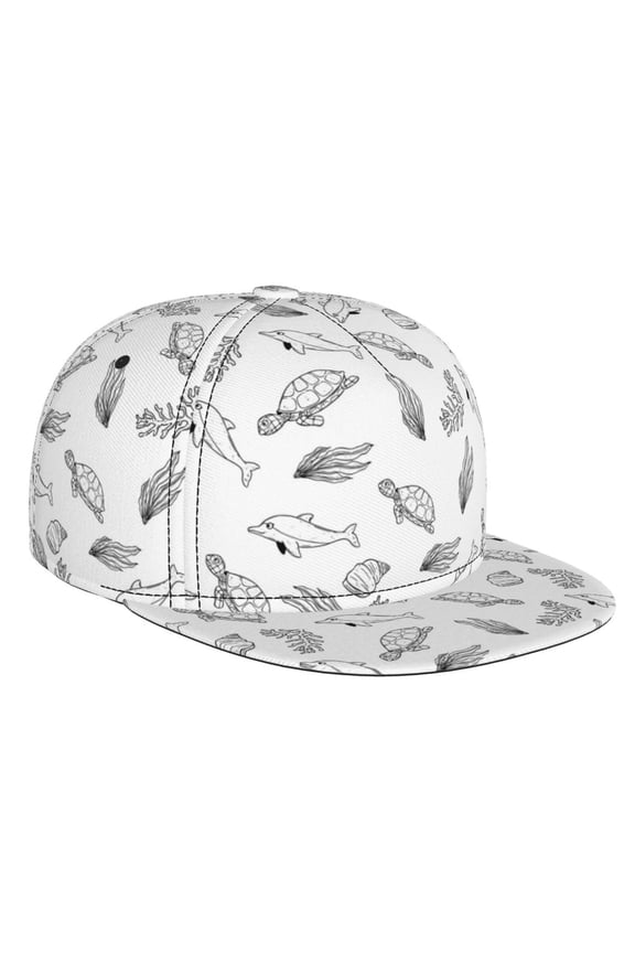 Sea Turtle for Baseball Cap Men Cap Flat Brim for Men Women Teens Adjustable Baseball Cap