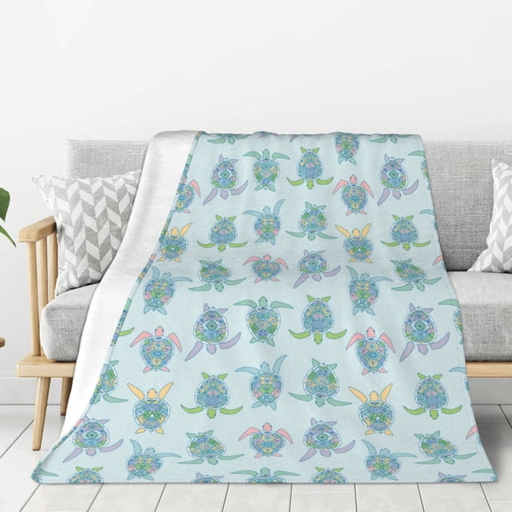 Hirioo Sea Turtle for Flannel Blanket, Cozy and Warm Throw for Bed or Couch ,Perfect for All Seasons-40"x30"