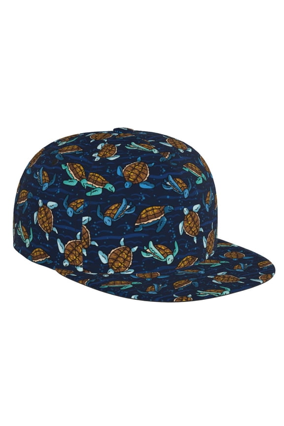 Sea Turtles Swimming for Baseball Cap Men Cap Flat Brim for Men Women Teens Adjustable Baseball Cap