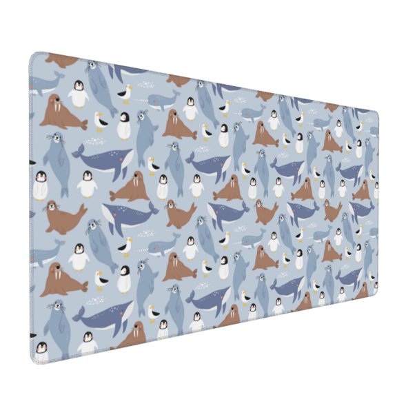 Hirioo Seal Fox Seagull Whales for Mouse Pad ,Anti-Slip Base, Durable Stitched Edges, Perfect for Gaming, Office, and Home Use,16x35.5in