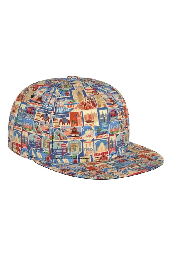 Set Of Travel Vintage for Baseball Cap Men Cap Flat Brim for Men Women Teens Adjustable Baseball Cap