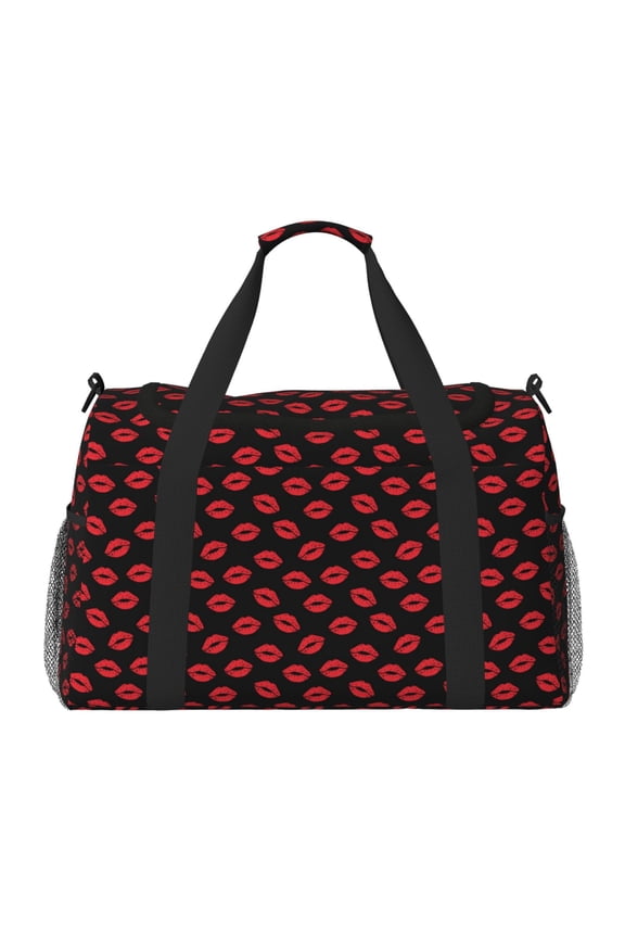 Sexy Red Lips Kiss Hand Travel Bag for Men Women,Durable and Spacious Travel Bag with Multiple Pockets for Work, Travel, Weekend Getaways