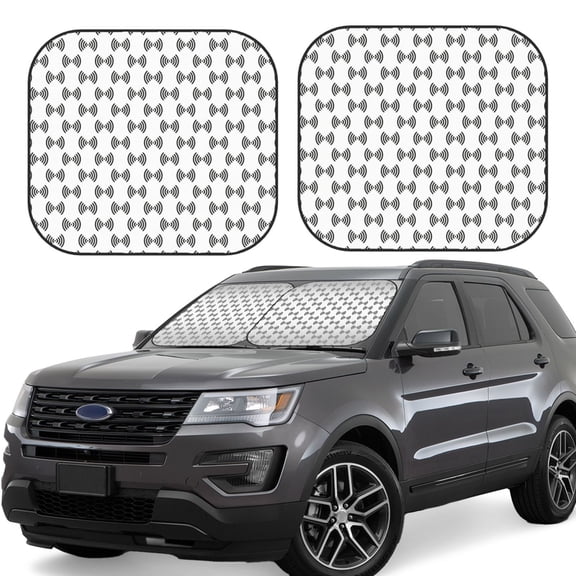 Hirioo Signal Icon for 2PCS Windshield Sun Shade Foldable | Front Windshield Shade for Sun, Heat and UV Rays-Small