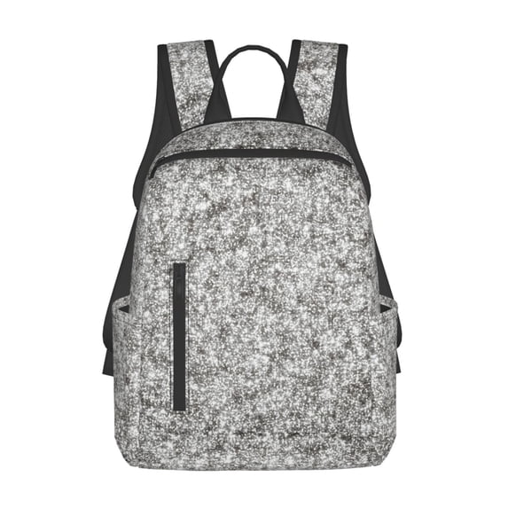 Hirioo Silver Glitter for Lightweight Backpack, Durable and Comfortable, Ideal for Travel, School, Hiking, and Everyday Use