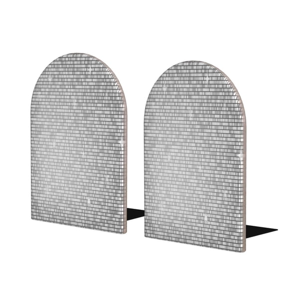 Hirioo Silver Mosaic for Bookends Decorative Bookends for Shelves for Home or Office, Non-Slip Base