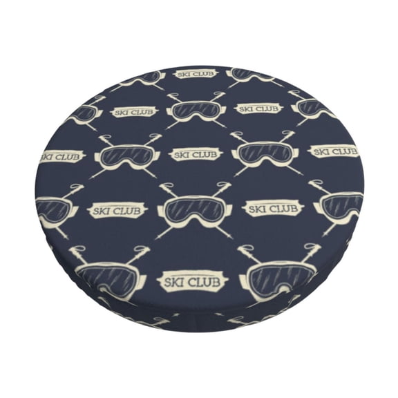 Hirioo Ski Goggles Vintage Print for Round Bar Stool Seat Covers Washable Stool Cushion Slipcover Elastic Bar Chair Covers for 12-14 Inch Chair-12 inch