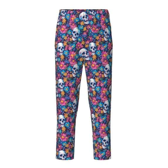 Hirioo Skull Daisy for Teenagers' Pajama Pants Womens Lounge Pants with Pockets Pj Bottoms Pants for Men-XS(5-6)