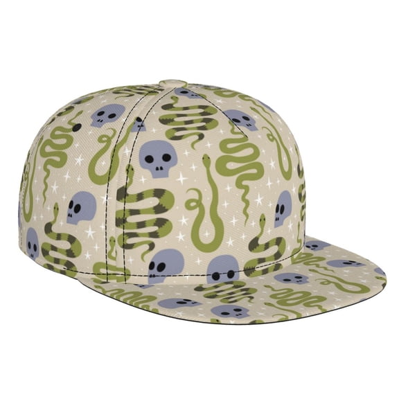 Hirioo Skull Snake for Baseball Cap Men Cap Flat Brim for Men Women Teens Adjustable Baseball Cap