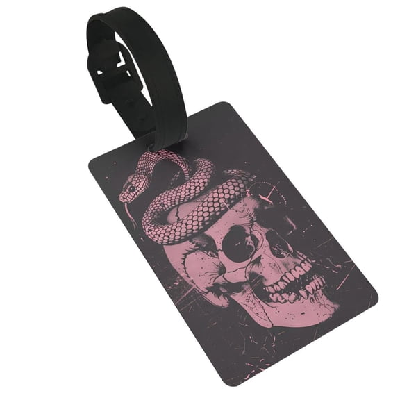 Hirioo Skull and Snake Art for Luggage ID Tag with Adjustable Strap Travel Baggage Bag Tags Suitcase Identify Labels for Women Men