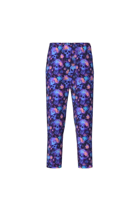 Skull daisy purple for Teenagers' Pajama Pants Womens Lounge Pants with Pockets Pj Bottoms Pants for Men-XS(5-6)