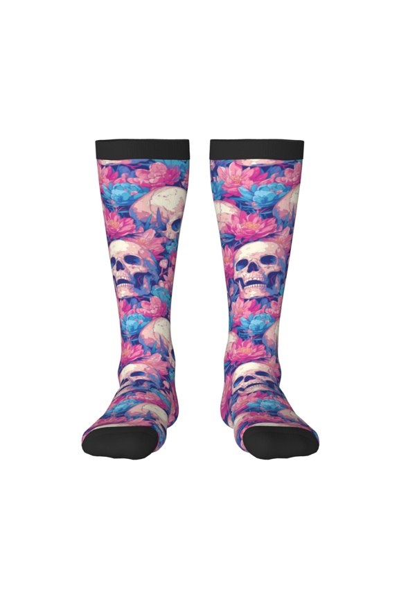 Skull for Adult Stockings Breathable Sock Non-Pilling,Contrasting Color Design