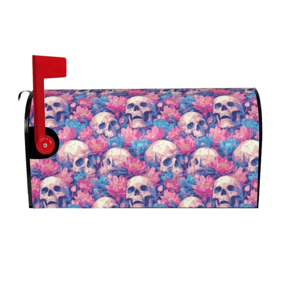 Hirioo Skull for Magnetic, Waterproof Mailbox Cover,Perfect for Fall, Winter, Spring, and Summer Outdoor Decor-21x18 in