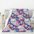 thumbnail image 1 of Hirioo Skull rainbow color space for Flannel Blanket, Cozy and Warm Throw for Bed or Couch ,Perfect for All Seasons-60"x50", 1 of 6