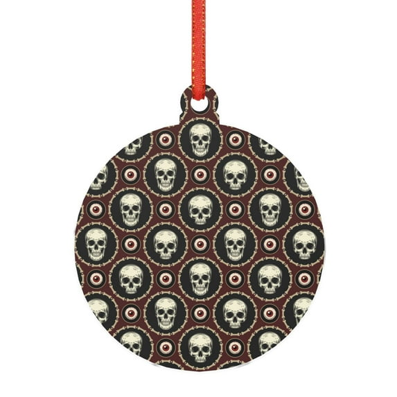 Hirioo Skulls And Red Eyeballs for Acrylic Christmas Pendant Hanging Christmas Tree Ornaments, Car, Home, Office Gift Decor-Round Shape