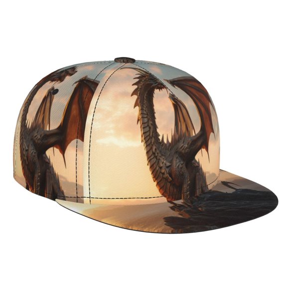 Hirioo Sky Sunset Bronze Dragon for Baseball Cap Men Cap Flat Brim for Men Women Teens Adjustable Baseball Cap