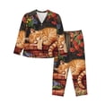 thumbnail image 1 of Hirioo Sleeping Cat Flowers for Women's Pajama Sets 2 Piece Pjs Women's Long-Sleeved Pajama Set Button Down Sleepwear,S-XXL-XX-Large, 1 of 7
