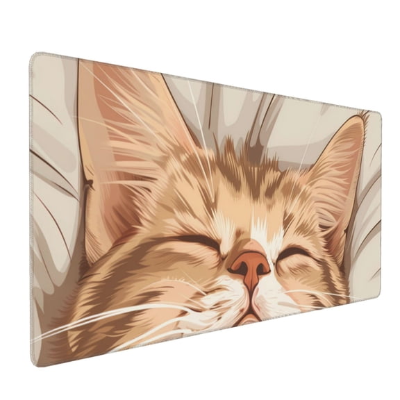 Hirioo Sleeping Cat In Blanket for Mouse Pad ,Anti-Slip Base, Durable Stitched Edges, Perfect for Gaming, Office, and Home Use,16x35.5in