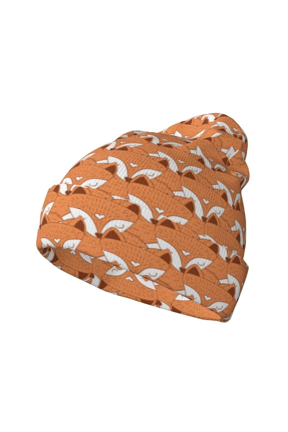 Sleepy Foxes for Men's Knit Cuffed Beanie for Outdoor Activities Unisex