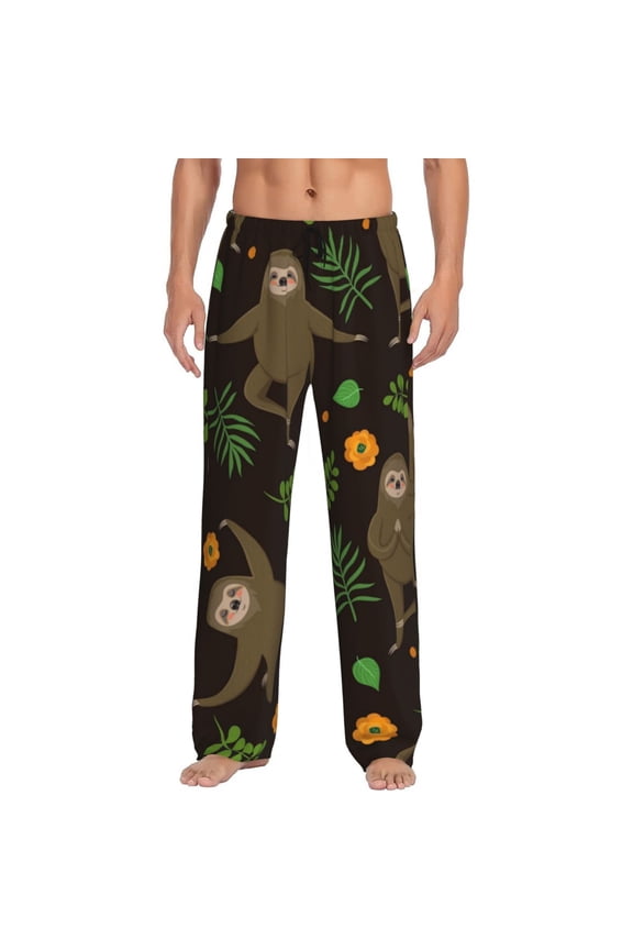 Sloth Doing Yoga for Men's PJ Pajama Pants Sleep Pants Men's Home Trousers with Pockets,S-3XL-