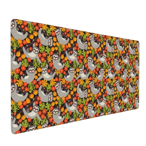 Hirioo Sloth on the Branch for Mouse Pad ,Anti-Slip Base, Durable Stitched Edges, Perfect for Gaming, Office, and Home Use,16x35.5in