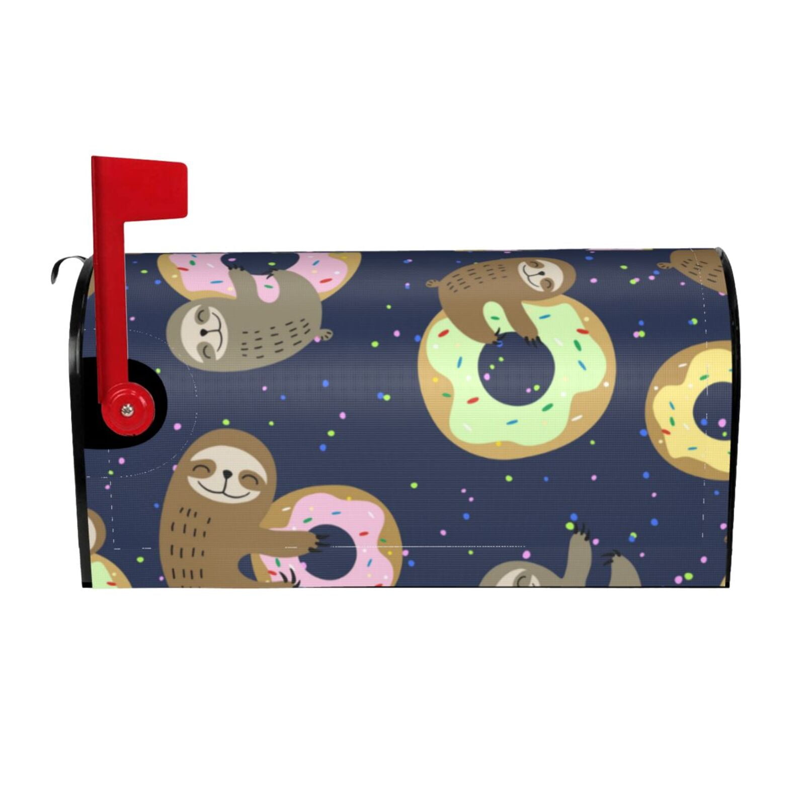 Hirioo Sloth with Donuts for Magnetic, Waterproof Mailbox Cover,Perfect for Fall, Winter, Spring, and Summer Outdoor Decor-21x18 in