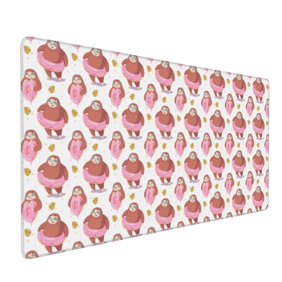 Hirioo Sloth with Donuts1 for Mouse Pad ,Anti-Slip Base, Durable Stitched Edges, Perfect for Gaming, Office, and Home Use,16x35.5in