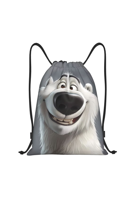 Smiling Polar Bear Print Drawstring Backpack Bag Sport Versatile Sports Backpack for Gym, Travel, Swimming, Beach