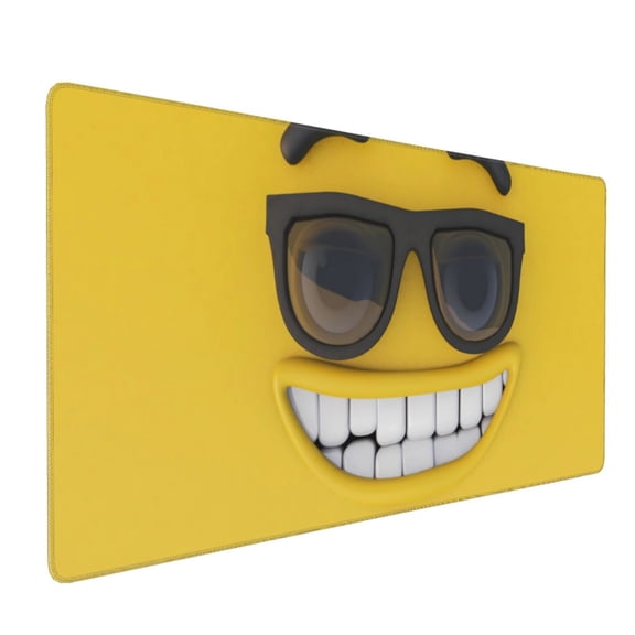 Hirioo Smiling With Sunglasses for Mouse Pad ,Anti-Slip Base, Durable Stitched Edges, Perfect for Gaming, Office, and Home Use,16x35.5in