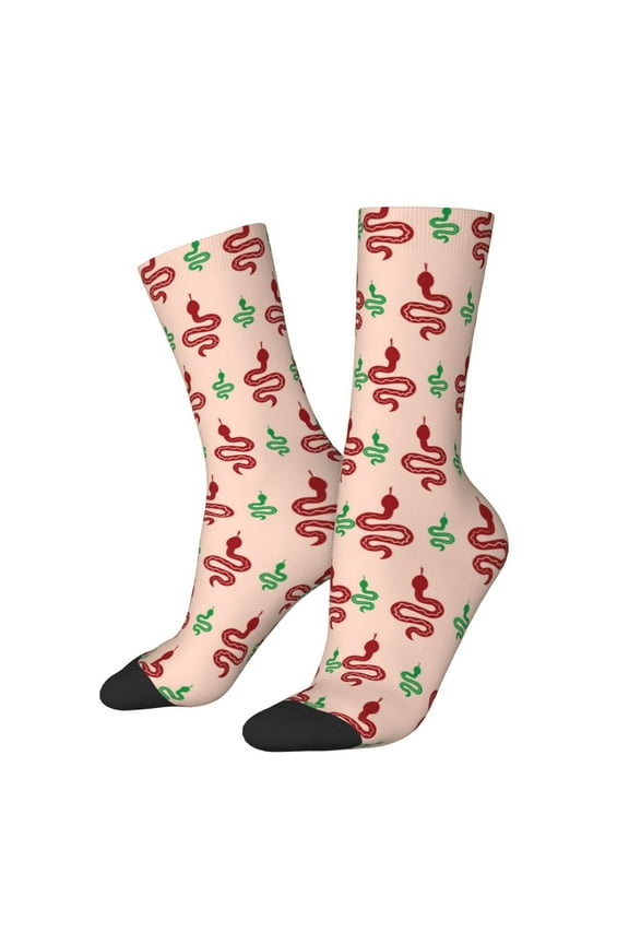Snake Pattern Adult Middle Tube Socks Breathable Sock Non-Pilling,Contrasting Color Design