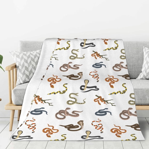 Hirioo Snake for Flannel Blanket, Cozy and Warm Throw for Bed or Couch ,Perfect for All Seasons-40"x30"