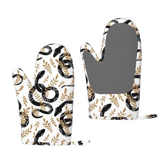 Hirioo Snake for Silicone Oven Mitts for BBQ, Baking, Cooking, Set of 2, Heat Resistant 260, Non-Slip Kitchen Essentials