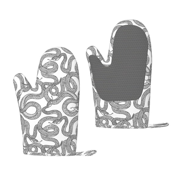 Hirioo Snake for Silicone Oven Mitts for BBQ, Baking, Cooking, Set of 2, Heat Resistant 260, Non-Slip Kitchen Essentials