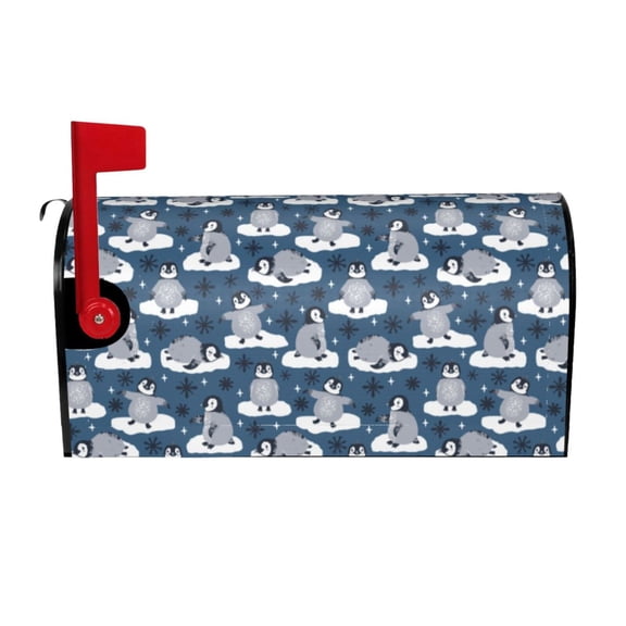 Hirioo Snow Penguin for Magnetic, Waterproof Mailbox Cover,Perfect for Fall, Winter, Spring, and Summer Outdoor Decor-21x18 in