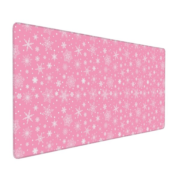 Hirioo Snowflake pink backgrounds for Mouse Pad ,Anti-Slip Base, Durable Stitched Edges, Perfect for Gaming, Office, and Home Use,16x35.5in