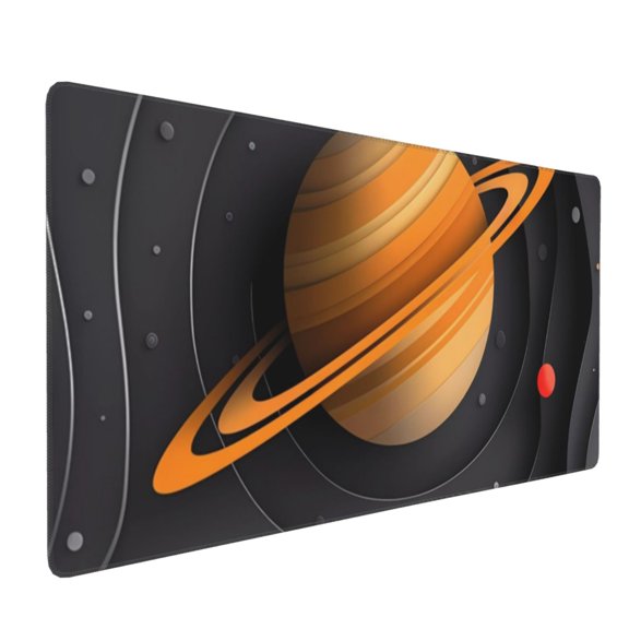 Hirioo Solar System Paper Art for Mouse Pad ,Anti-Slip Base, Durable Stitched Edges, Perfect for Gaming, Office, and Home Use,16x35.5in