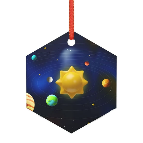 Hirioo Solar System for Acrylic Christmas Pendant Hanging Christmas Tree Ornaments, Car, Home, Office Gift Decor-Hexagon