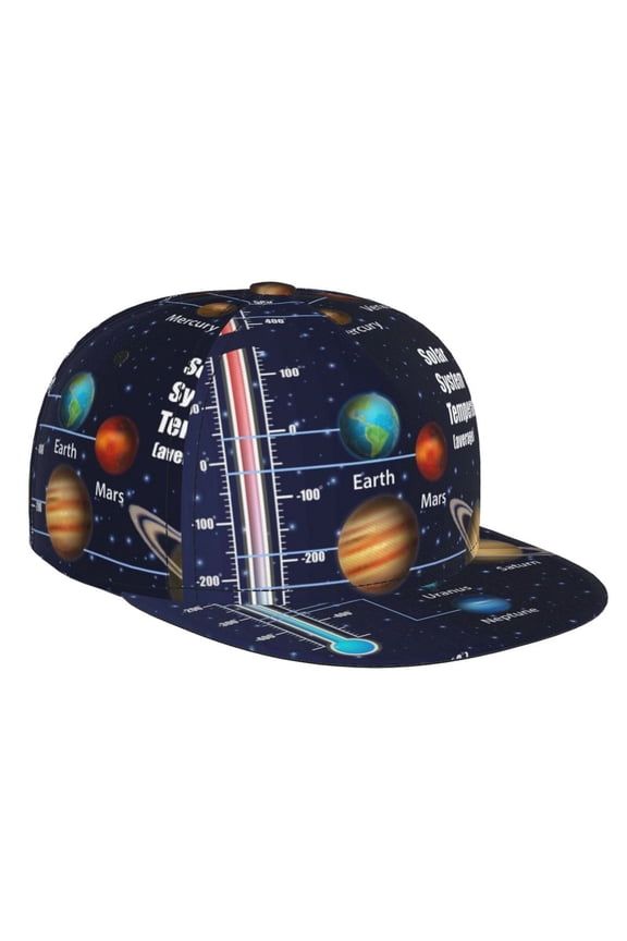 Solar System for Baseball Cap Men Cap Flat Brim for Men Women Teens Adjustable Baseball Cap