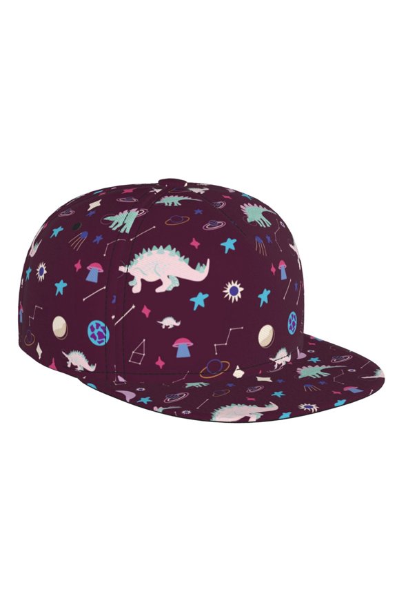 Space Dinosaur for Baseball Cap Men Cap Flat Brim for Men Women Teens Adjustable Baseball Cap