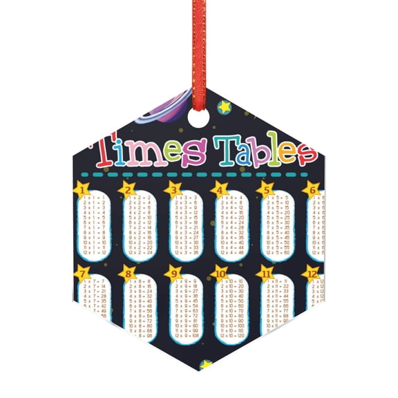 Hirioo Space Math Times Tables for Acrylic Christmas Pendant Hanging Christmas Tree Ornaments, Car, Home, Office Gift Decor-Hexagon