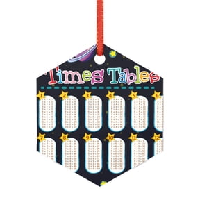 Hirioo Space Math Times Tables for Acrylic Christmas Pendant Hanging Christmas Tree Ornaments, Car, Home, Office Gift Decor-Hexagon