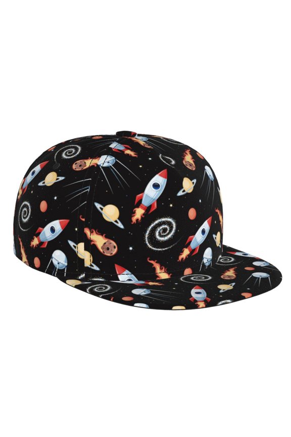 Space Rocket for Baseball Cap Men Cap Flat Brim for Men Women Teens Adjustable Baseball Cap