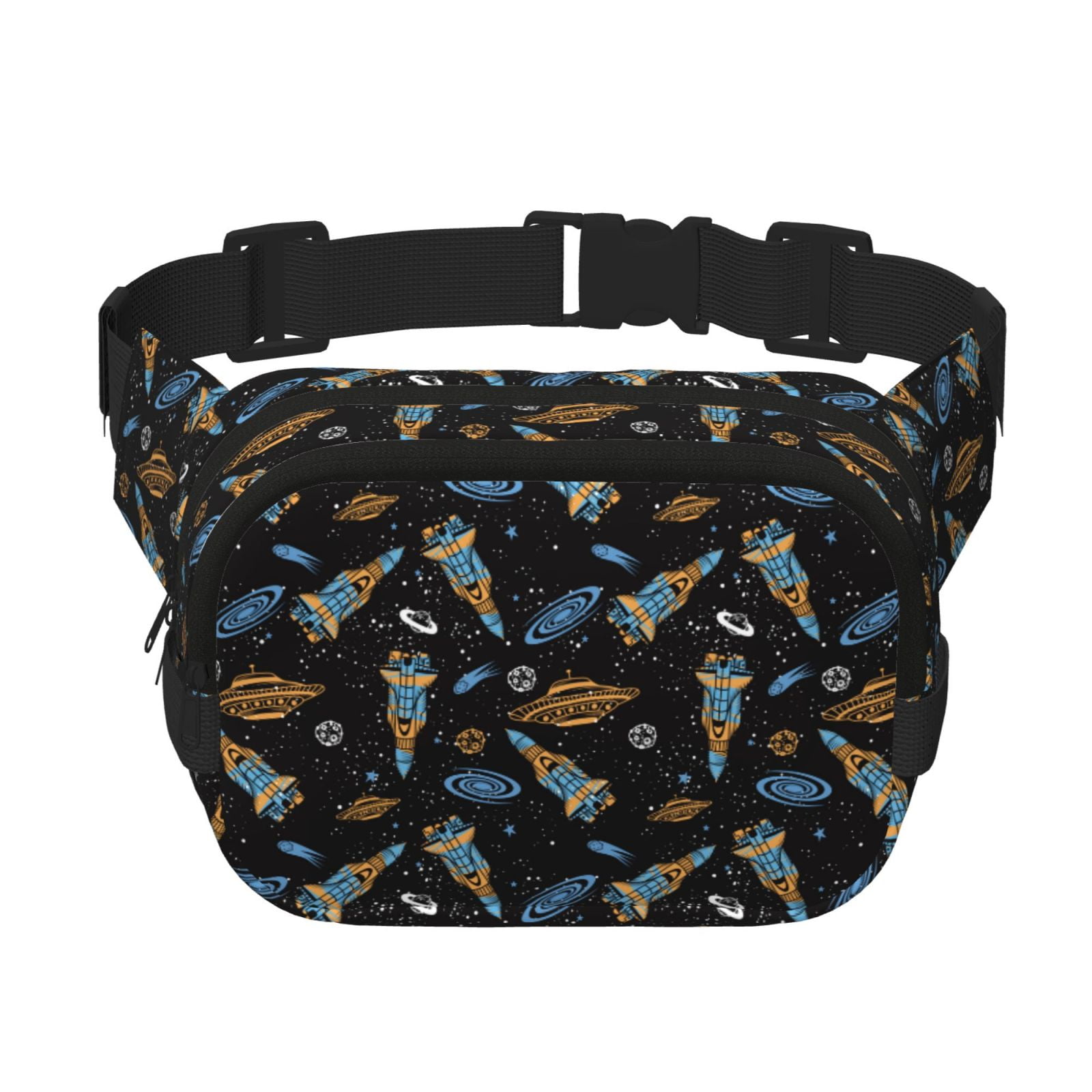 Hirioo Space Rocket for Double Layer Waist Bag Adjustable Fanny Pack For Travel Running Hiking