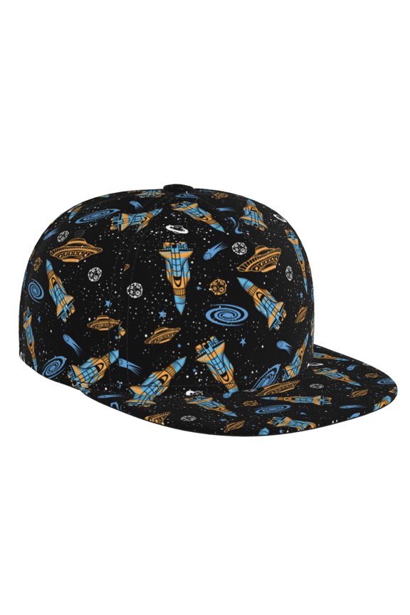 Space Rockets for Baseball Cap Men Cap Flat Brim for Men Women Teens Adjustable Baseball Cap